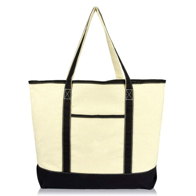 DALIX 22" Open Top Deluxe Tote Bag with Outer Pocket in Black