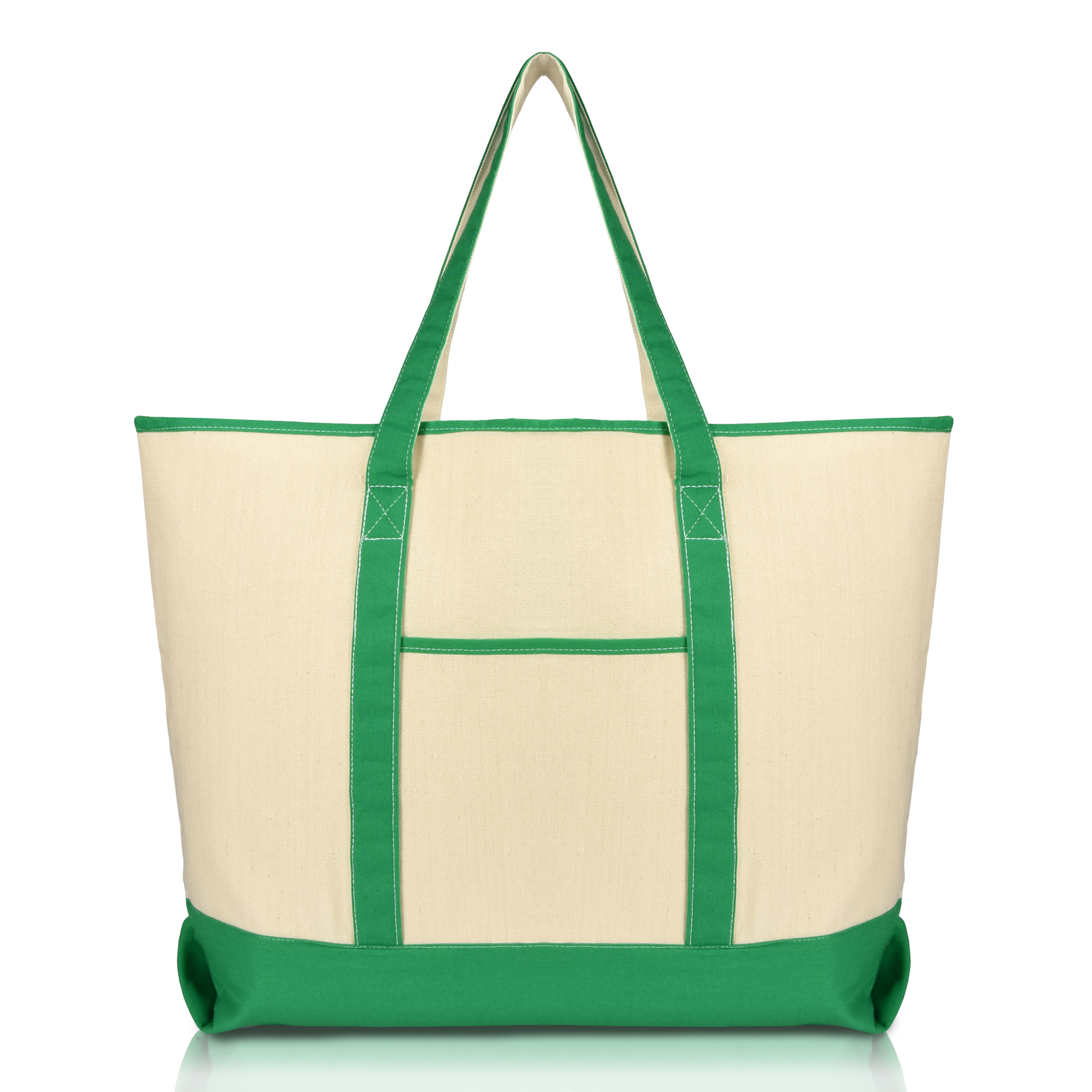DALIX 22" Open Top Deluxe Tote Bag with Outer Pocket in Dark Green - image 1 of 5