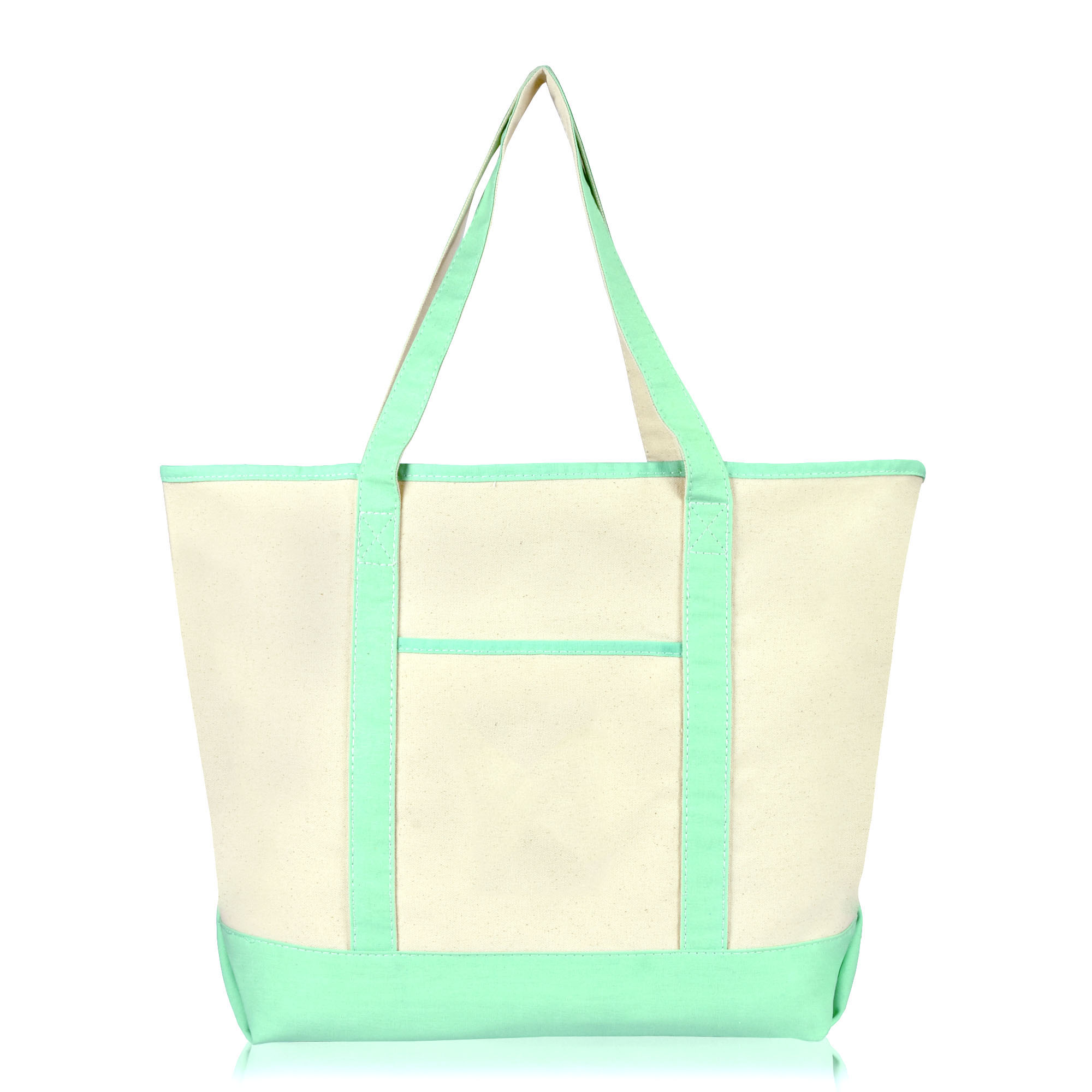 DALIX 22" Open Top Deluxe Tote Bag with Outer Pocket in Mint Green - image 1 of 5