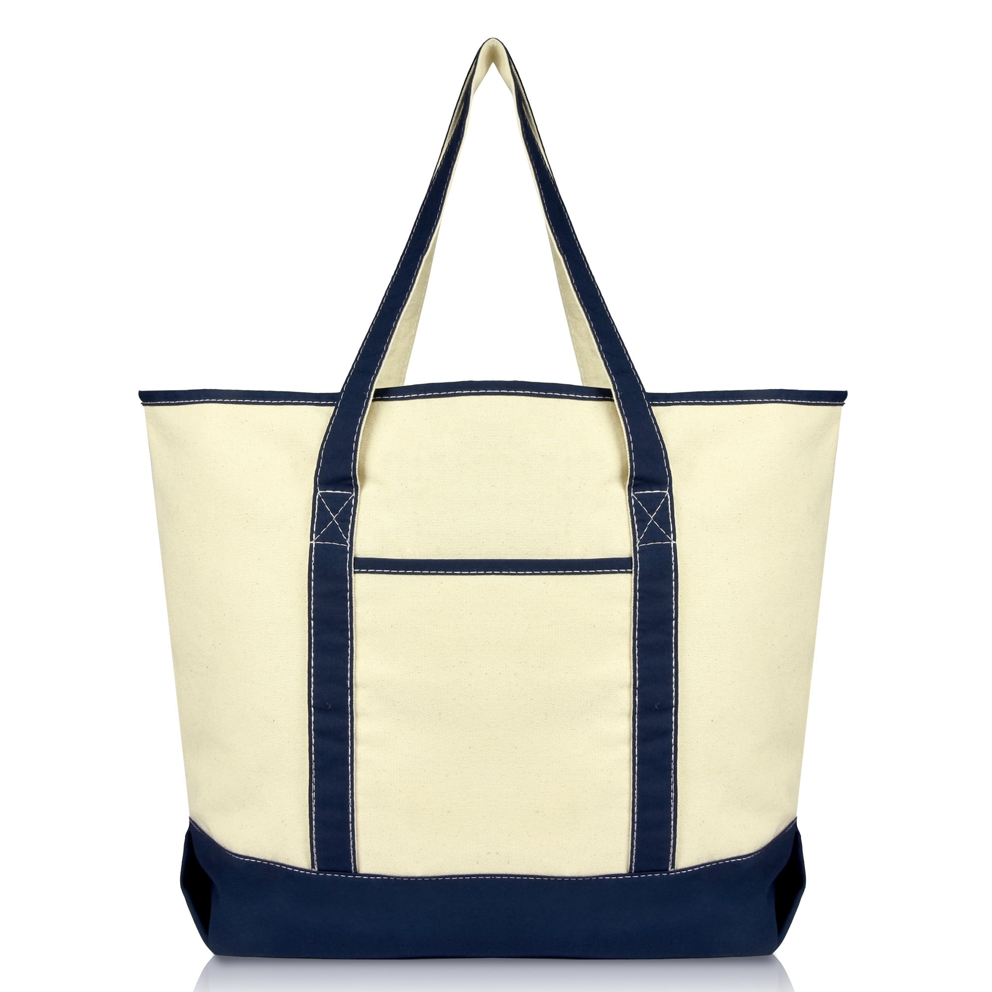 Merci cotton tote bag - Orange & Navy Blue