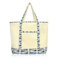 thumbnail image 1 of DALIX 22" Shopping Tote Bag Heavy Cotton Canvas (Zippered Top) Blue Antique Fish, 1 of 6