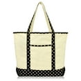 thumbnail image 1 of DALIX 22" Shopping Tote Bag in Heavy Cotton Canvas (Zippered Top) Black Star, 1 of 6