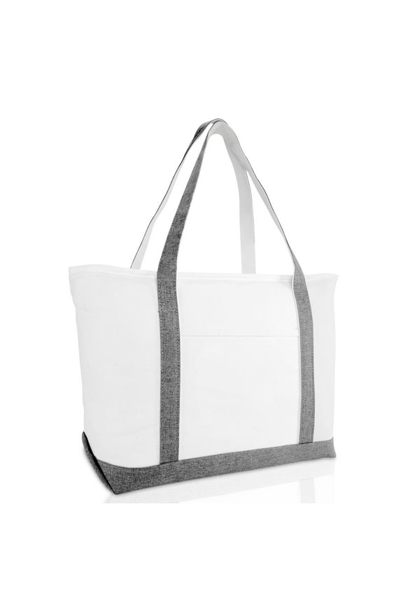 23" Gray Large Heavy Duty 24 oz. Cotton Canvas Shopping Tote Bag