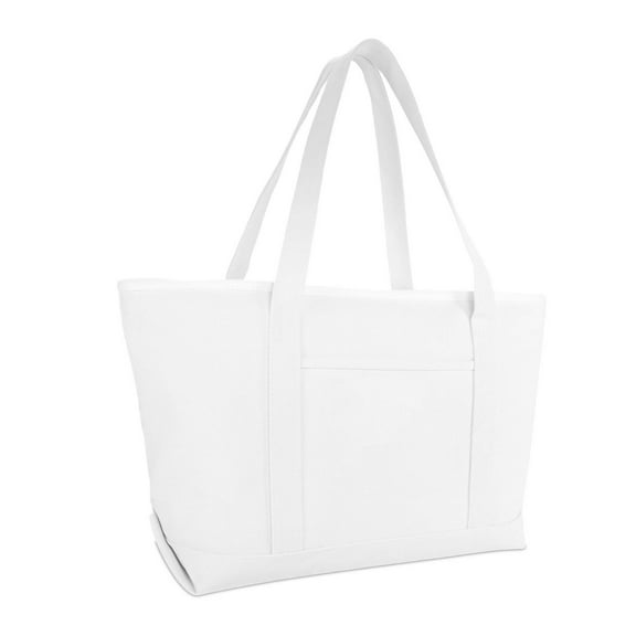 DALIX 23" Large Heavy Duty 24 oz. Cotton Canvas Shopping Tote Bag White