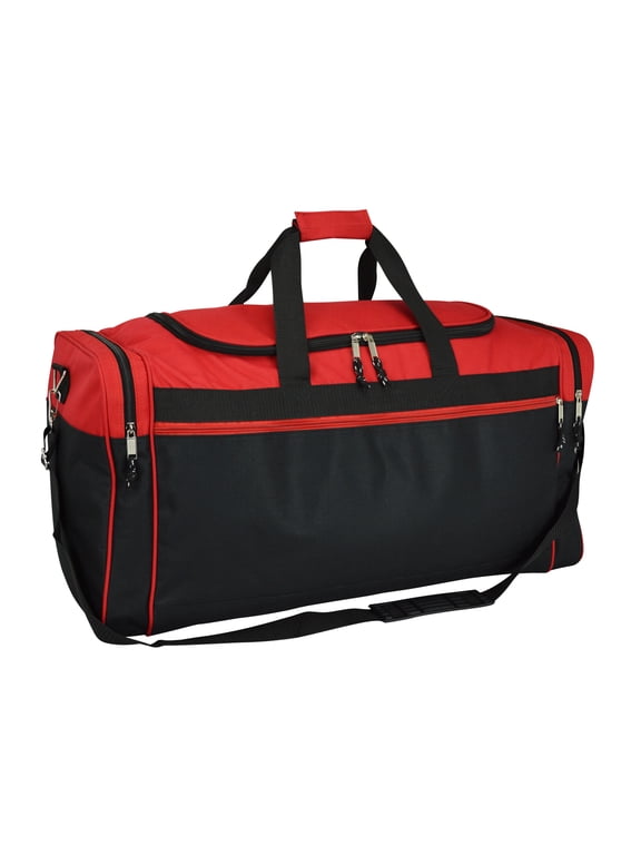 25" Extra Large Vacation Travel Duffle Bag in Red and Black