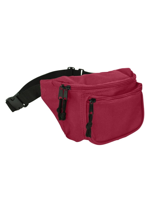 3-Pockets Unisex Fanny Pack, Polyester, Maroon