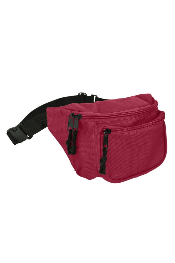 3-Pockets Unisex Fanny Pack, Polyester, Maroon