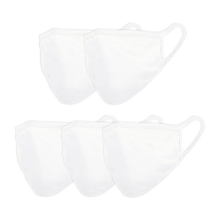DALIX 5 Pack Premium Cotton Mask Reuseable Washable in White Made in USA