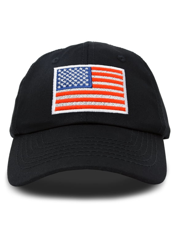 American Flag Dad Hat Premium USA Baseball Cap in Black