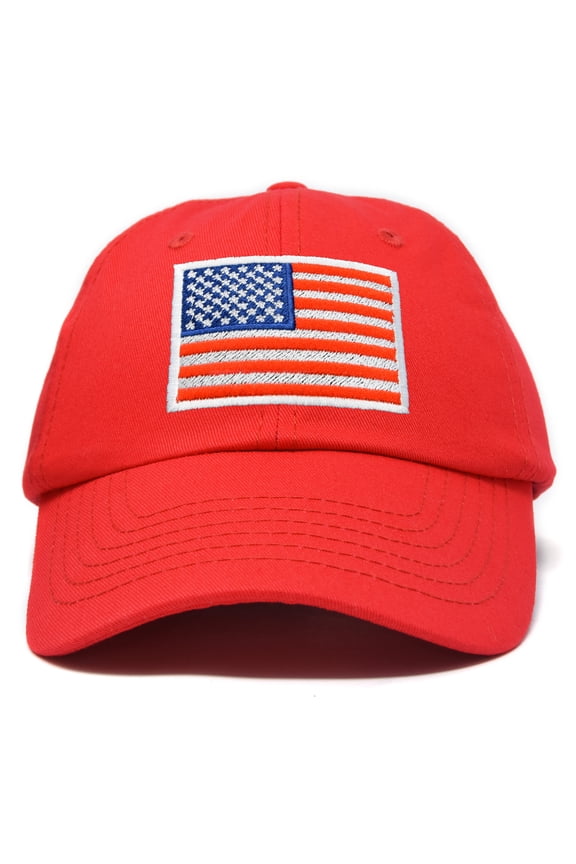 American Flag Hat Premium USA Baseball Cap in Red