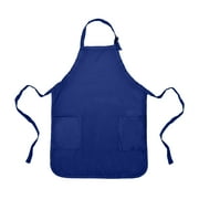 DALIX Apron Commercial Restaurant Home Bib Spun Poly Cotton Kitchen Aprons 2 Pockets in Navy Blue