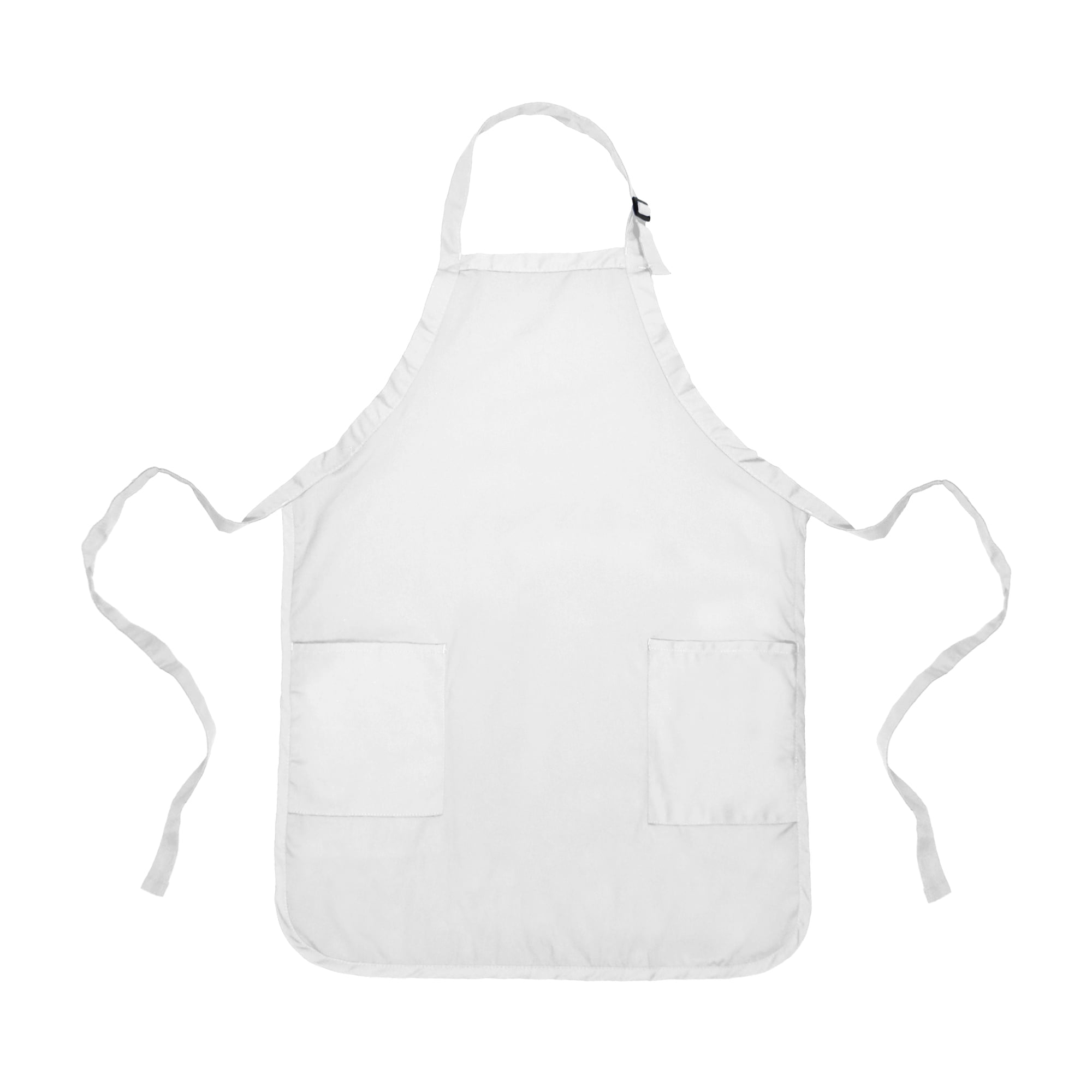 White Cotton Twill Cooking Apron with Pockets