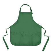 DALIX Apron Commercial Restaurant Home Bib Spun Poly Cotton Kitchen Aprons 3 Pockets in Dark Green