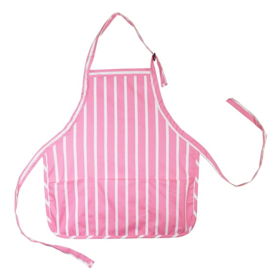 DALIX Apron Commercial Restaurant Home Bib Spun Poly Cotton Kitchen Aprons (3 Pockets) in Striped Pink