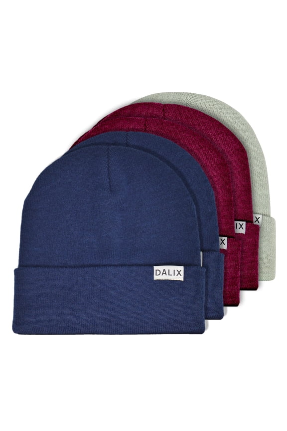 Assorted 1 Adult 12" Cuff Beanie Cap 5 Pack