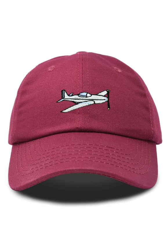 Aviator Airplane Ball Cap Embroidered Hat in Maroon