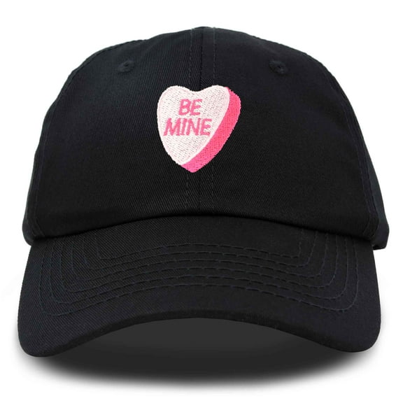 DALIX Be Mine Valentine's Day Candy Hat Womens Embroidered Baseball Cap in Black