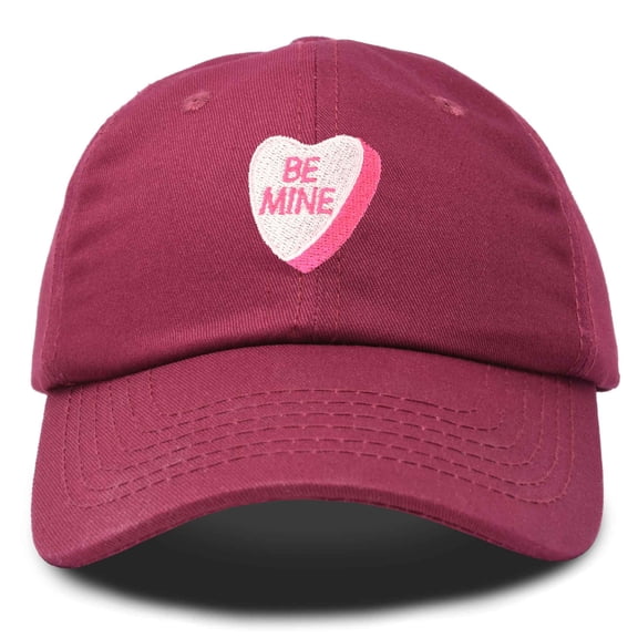 DALIX Be Mine Valentine's Day Candy Hat Womens Embroidered Baseball Cap in Maroon
