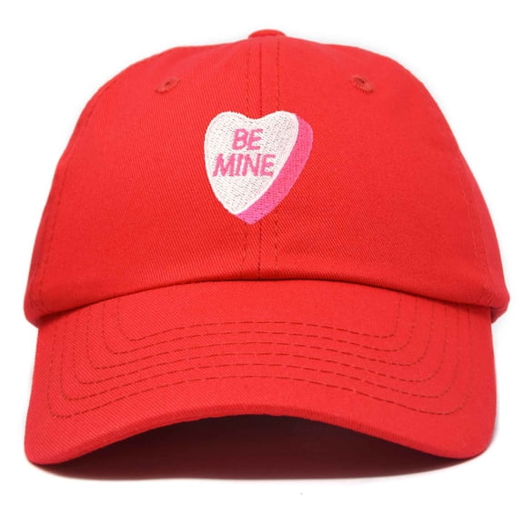 DALIX Be Mine Valentine's Day Candy Hat Womens Embroidered Baseball Cap in Red
