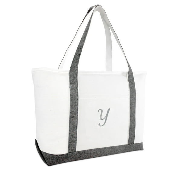 DALIX Beach Tote Bag Personalized Gifts for Women's Shoulder Bags Gray Y