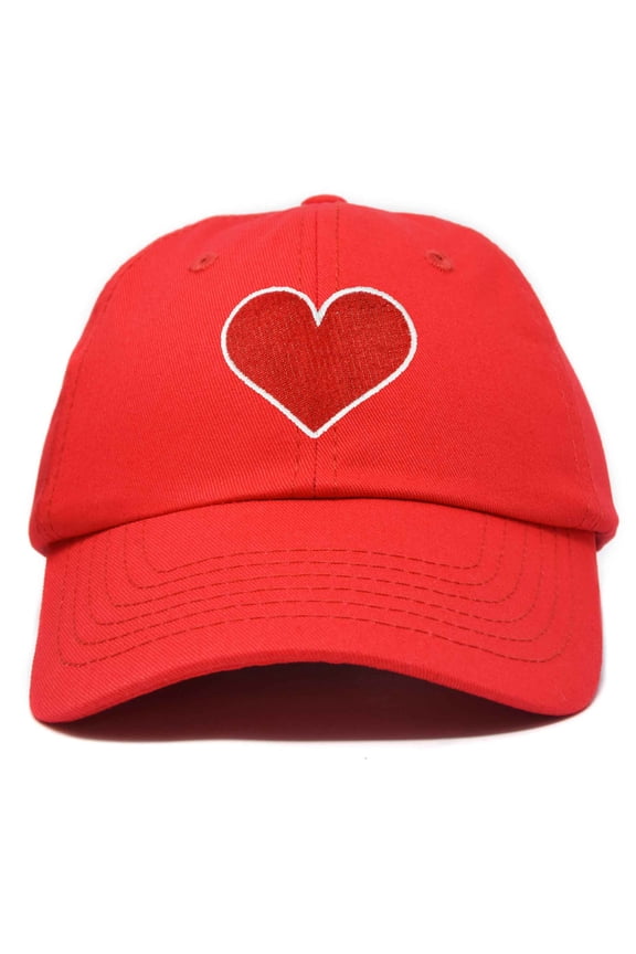 Big Heart Womens Hat Embroidered Baseball Cap in Red