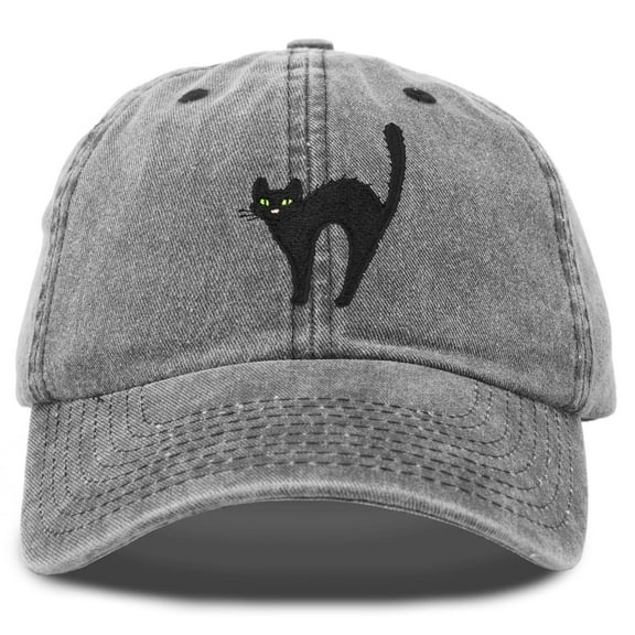 DALIX Black Cat Hat Womens Halloween Baseball Cap Washed in Black