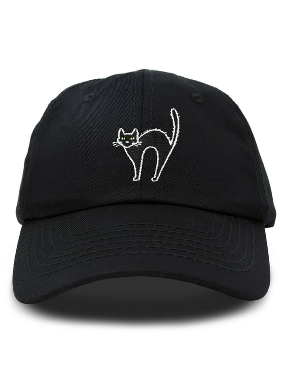 Black Cat Hat Womens Halloween Baseball Cap in Black