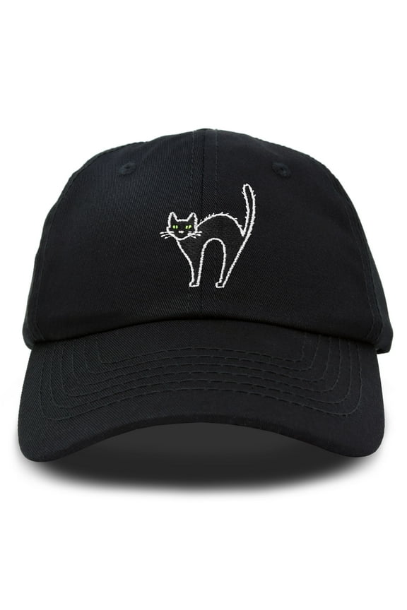 Black Cat Hat Womens Halloween Baseball Cap in Black
