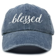 DALIX Blessed Womens Baseball Cap Soft Cotton Hat Denim Navy Blue