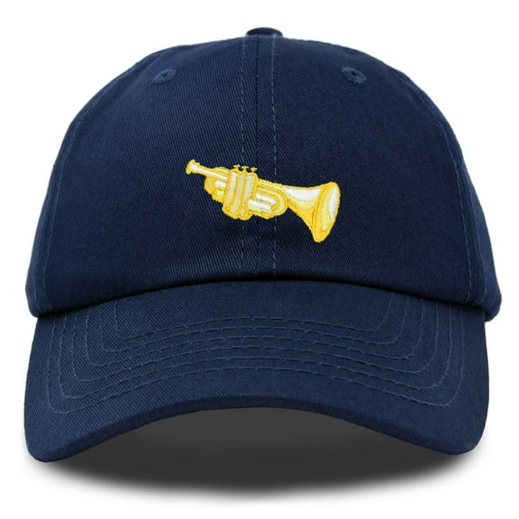 DALIX Brass Trumpet Ball Cap Embroidered Hat in Navy Blue