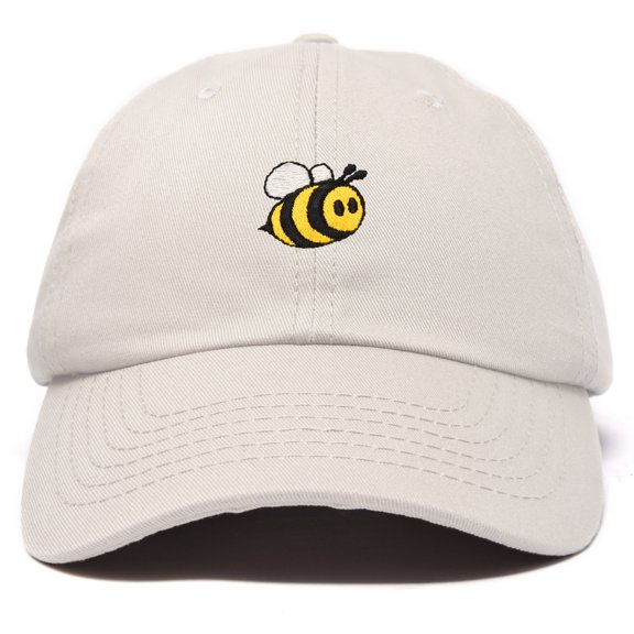 DALIX Bumble Bee Baseball Cap Dad Hat Embroidered Womens Girls in Beige