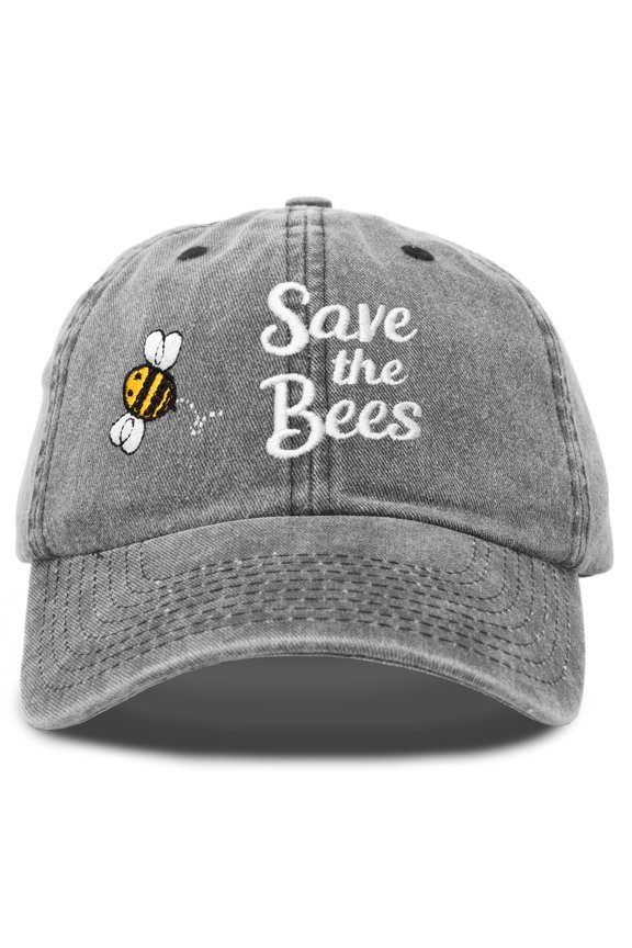 Bumble Bee Baseball Cap Dad Hat Embroidered Womens Girls in Black Vintage