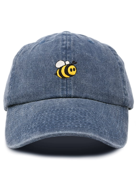Bumble Bee Baseball Cap Dad Hat Embroidered Womens Girls in Blue Vintage