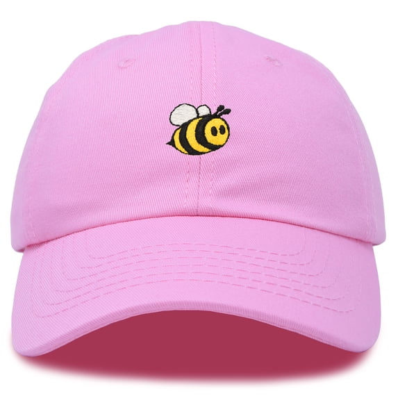 DALIX Bumble Bee Baseball Cap Dad Hat Embroidered Womens Girls in Light Pink