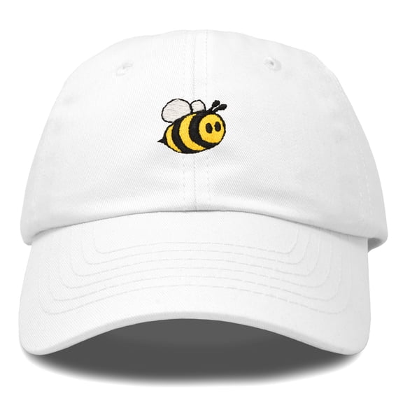 DALIX Bumble Bee Baseball Cap Dad Hat Embroidered Womens Girls in White