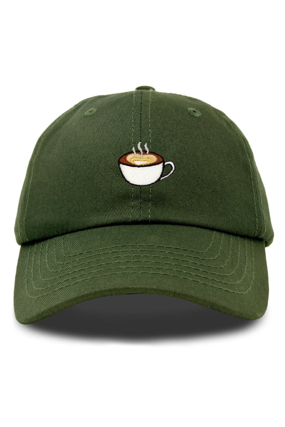 Cappuccino Hat Coffee Cup Womens Baseball Cap in Olive
