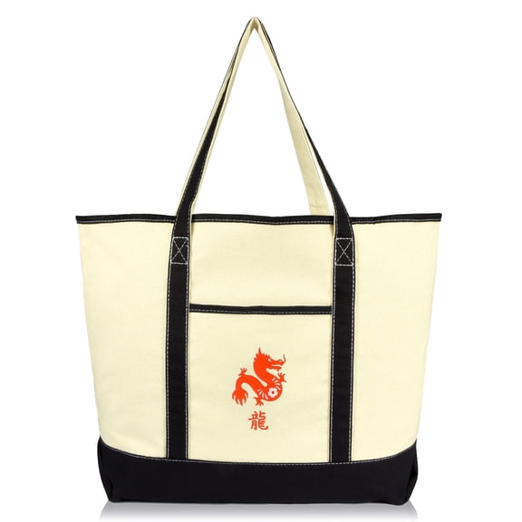 DALIX Chinese Zodiac Sign Tote Bag Astrology Gifts - Dragon Black