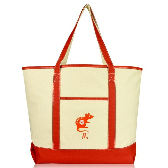 DALIX Chinese Zodiac Sign Tote Bag Astrology Gifts - Rat Red