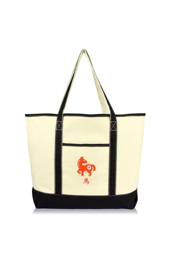 Chinese Zodiac Sign Women's Tote Bag Astrology Gifts - Horse Black