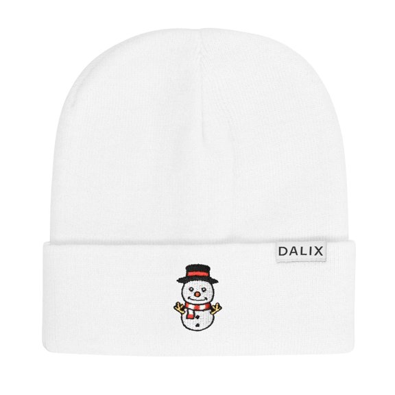 DALIX Christmas Cute Snowman Adult Beanie Warm Winter Cap Embroidered Hat White