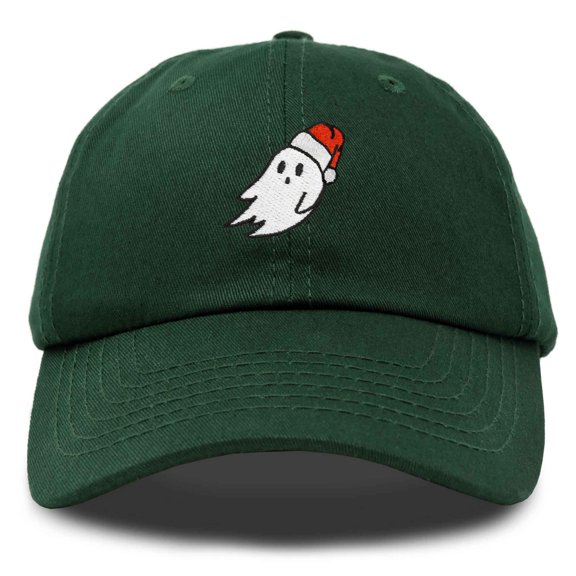 DALIX Christmas Ghost Embroidered Baseball Dad Cap in Dark Green