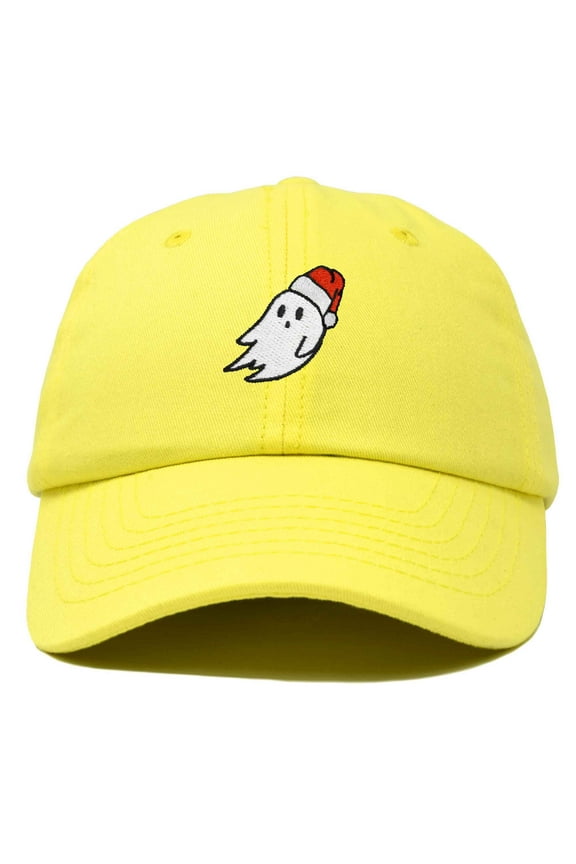 Christmas Ghost Embroidered Baseball Dad Cap in Minion Yellow