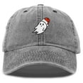 thumbnail image 1 of DALIX Christmas Ghost Embroidered Baseball Dad Cap in Washed Black, 1 of 5