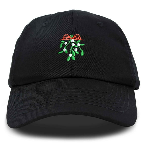 DALIX Christmas Holidays Mistletoe Hat Womens Embroidered Baseball Cap in Black