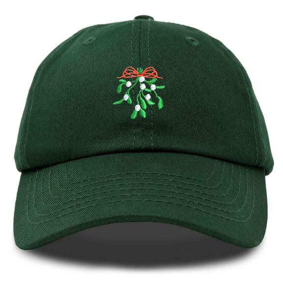 DALIX Christmas Holidays Mistletoe Hat Womens Embroidered Baseball Cap in Dark Green