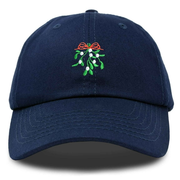 DALIX Christmas Holidays Mistletoe Hat Womens Embroidered Baseball Cap in Navy Blue