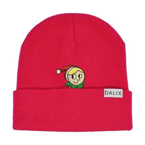 DALIX Christmas Shy Elf Adult Beanie Warm Winter Cap Embroidered Hat Red