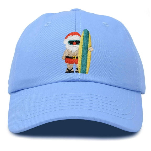 DALIX Christmas Surfing Santa Baseball Cap Embroidered Hat in Light Blue