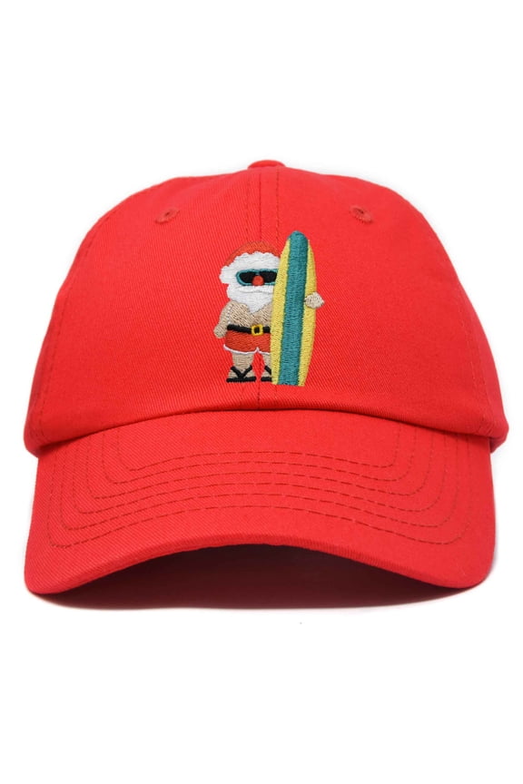 Christmas Surfing Santa Baseball Cap Embroidered Hat in Red