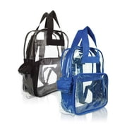 DALIX Clear Backpack for School Transparent Bags Bulk in Black and Royal Blue (2-Pack)